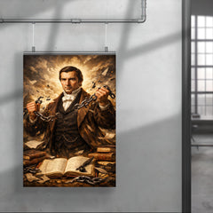 Frédéric Bastiat by broken chains and ledgers poster 4
