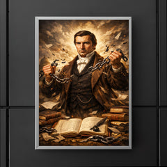 Frédéric Bastiat by broken chains and ledgers poster 5