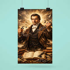 Frédéric Bastiat by broken chains and ledgers poster 6