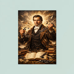 Frédéric Bastiat by broken chains and ledgers poster 8