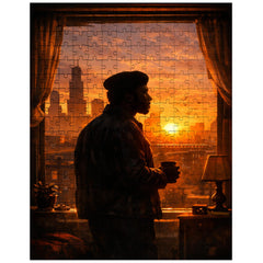 Fred Hampton sunrise apartment silhouette jigsaw puzzle