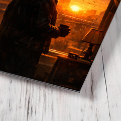 Fred Hampton sunrise apartment silhouette metal print mockup