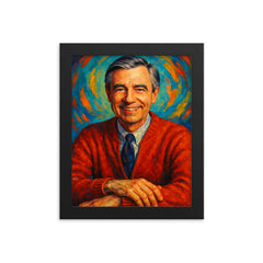 Fred Rogers framed print on a plain backdrop in size 8"x10".