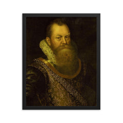 Frederick de Houtman framed print on a plain backdrop in size 16"x20".