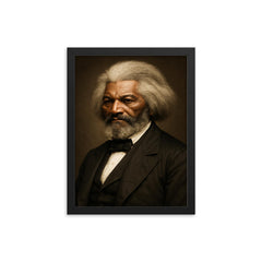 Frederick Douglass portrait framed print on a plain backdrop in size 12"x16".