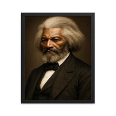 Frederick Douglass portrait framed print on a plain backdrop in size 16"x20".