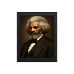 Frederick Douglass portrait framed print on a plain backdrop in size 8"x10".
