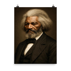 Frederick Douglass portrait poster on a plain backdrop in size 8"x10".