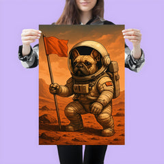 French Bulldog astronaut planting a flag on Mars poster 3