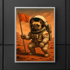 French Bulldog astronaut planting a flag on Mars poster 5