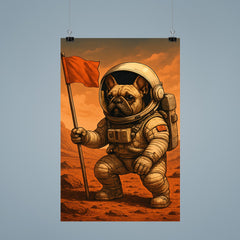 French Bulldog astronaut planting a flag on Mars poster 9