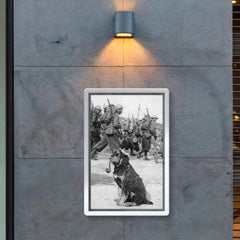 French Soldiers Passing By Dog in Goggles Smoking a Pipe, 1915 poster 2