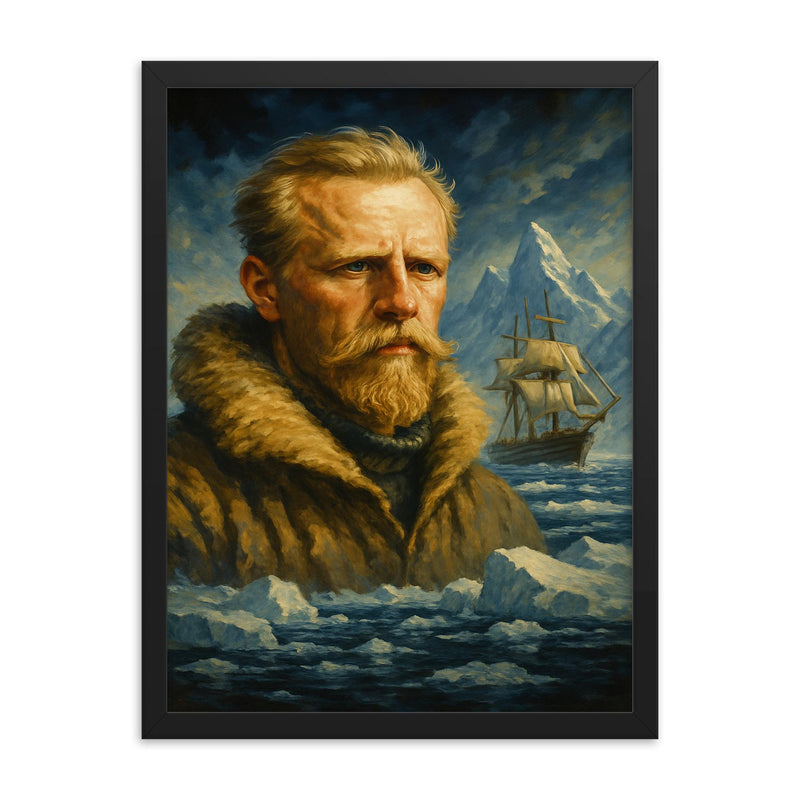 Fridtjof Nansen framed print on a plain backdrop in size 18