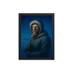 Fridtjof Nansen in polar blue twilight framed print on a plain backdrop in size 12"x16".
