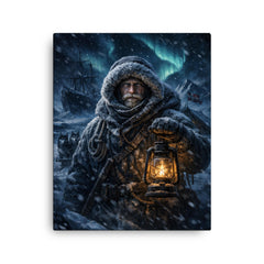 Fridtjof Nansen in polar darkness canvas print on a plain backdrop in size 16"x20".