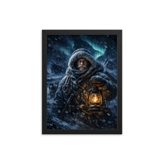 Fridtjof Nansen in polar darkness framed print on a plain backdrop in size 12"x16".