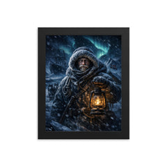 Fridtjof Nansen in polar darkness framed print on a plain backdrop in size 8"x10".
