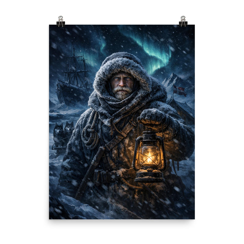 Fridtjof Nansen in polar darkness poster on a plain backdrop in size 8
