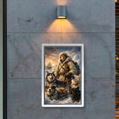 Fridtjof Nansen on Arctic ice with dogs poster 2