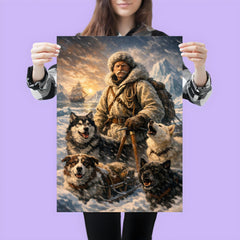 Fridtjof Nansen on Arctic ice with dogs poster 3
