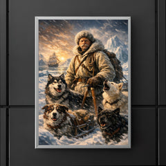 Fridtjof Nansen on Arctic ice with dogs poster 5