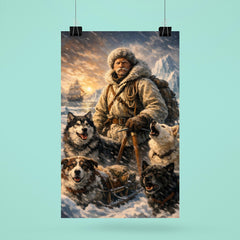Fridtjof Nansen on Arctic ice with dogs poster 6