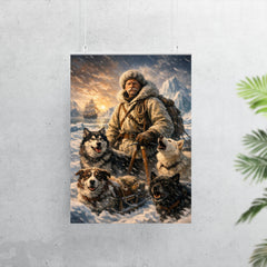 Fridtjof Nansen on Arctic ice with dogs poster 7