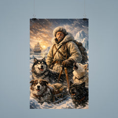 Fridtjof Nansen on Arctic ice with dogs poster 9
