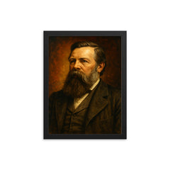 Friedrich Engels framed print on a plain backdrop in size 12"x16".
