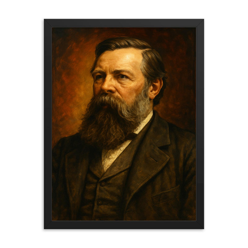 Friedrich Engels framed print on a plain backdrop in size 18