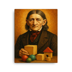 Friedrich Froebel canvas print on a plain backdrop in size 16"x20".