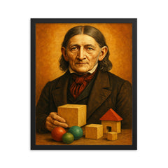 Friedrich Froebel framed print on a plain backdrop in size 16"x20".