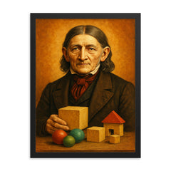 Friedrich Froebel framed print on a plain backdrop in size 18"x24".