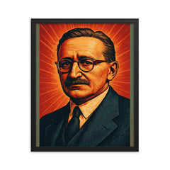 Friedrich Hayek framed print on a plain backdrop in size 16"x20".