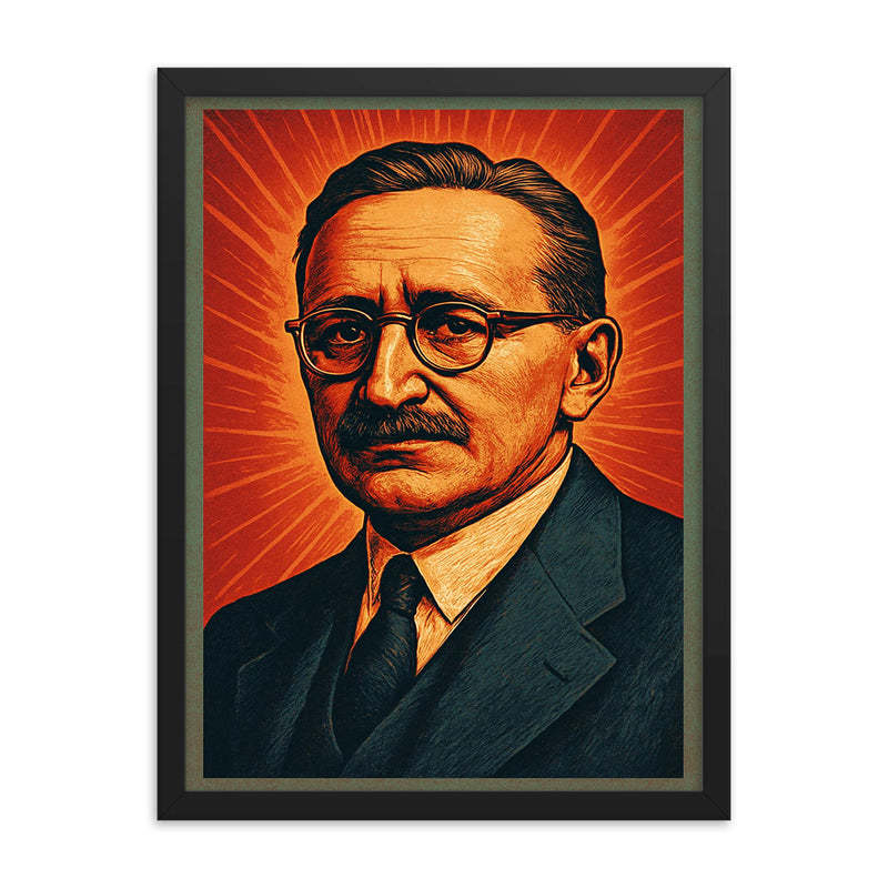 Friedrich Hayek framed print on a plain backdrop in size 18