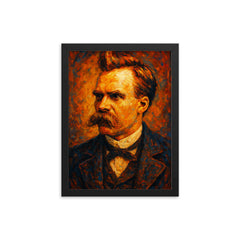 Friedrich Nietzsche framed print on a plain backdrop in size 12"x16".