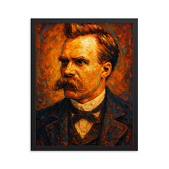 Friedrich Nietzsche framed print on a plain backdrop in size 16"x20".