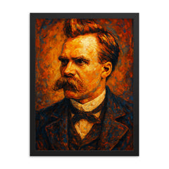Friedrich Nietzsche framed print on a plain backdrop in size 18"x24".