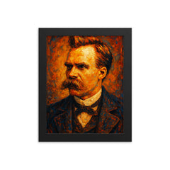 Friedrich Nietzsche framed print on a plain backdrop in size 8"x10".