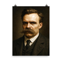 Friedrich Nietzsche portrait poster on a plain backdrop in size 8"x10".