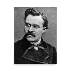 Friedrich Nietzsche poster on a plain backdrop in size 18"x24".