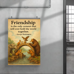 Friendship holds world together animals building bridge George Washington quote poster 4