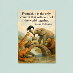 Friendship holds world together George Washington animals building bridge poster 8