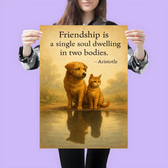 Friendship single soul two bodies Aristotle two animals sharing reflection inspiring quote poster 3