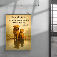 Friendship single soul two bodies Aristotle two animals sharing reflection inspiring quote poster 4