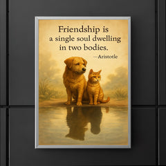 Friendship single soul two bodies Aristotle two animals sharing reflection inspiring quote poster 5