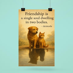 Friendship single soul two bodies Aristotle two animals sharing reflection inspiring quote poster 6