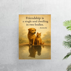 Friendship single soul two bodies Aristotle two animals sharing reflection inspiring quote poster 7