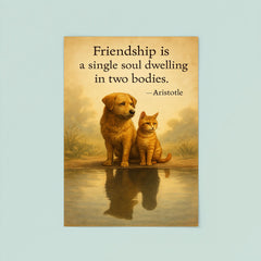 Friendship single soul two bodies Aristotle two animals sharing reflection inspiring quote poster 8