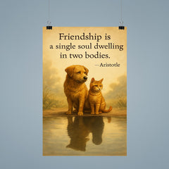 Friendship single soul two bodies Aristotle two animals sharing reflection inspiring quote poster 9
